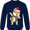 Dabbing Shiba Inu Santa Christmas Gifts Kids Boys Girls Xmas T-Shirt