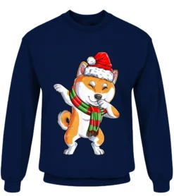 Dabbing Shiba Inu Santa Christmas Gifts Kids Boys Girls Xmas T-Shirt