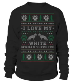 White German Shepherd Ugly Christmas Sweater Funny Gift T-Shirt