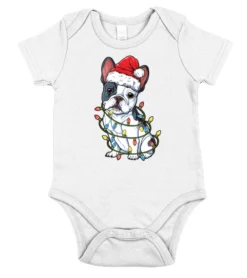 French Bulldog Christmas Shirt Santa Hat Xmas Lights Boys Essential TShirt942