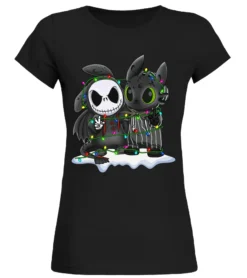 Jack Skellington And Toothless Friends Matching Costume Christmas Lights Shirt