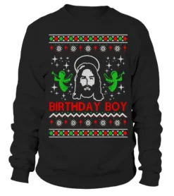 Jesus Birthday Boy Ugly Christmas Sweater Style T-Shirt