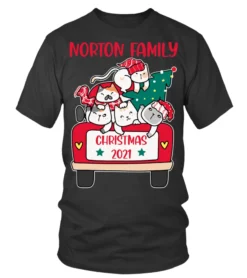 Merry Catmas Christmas Truck Cat Lovers Norton Family T-Shirt