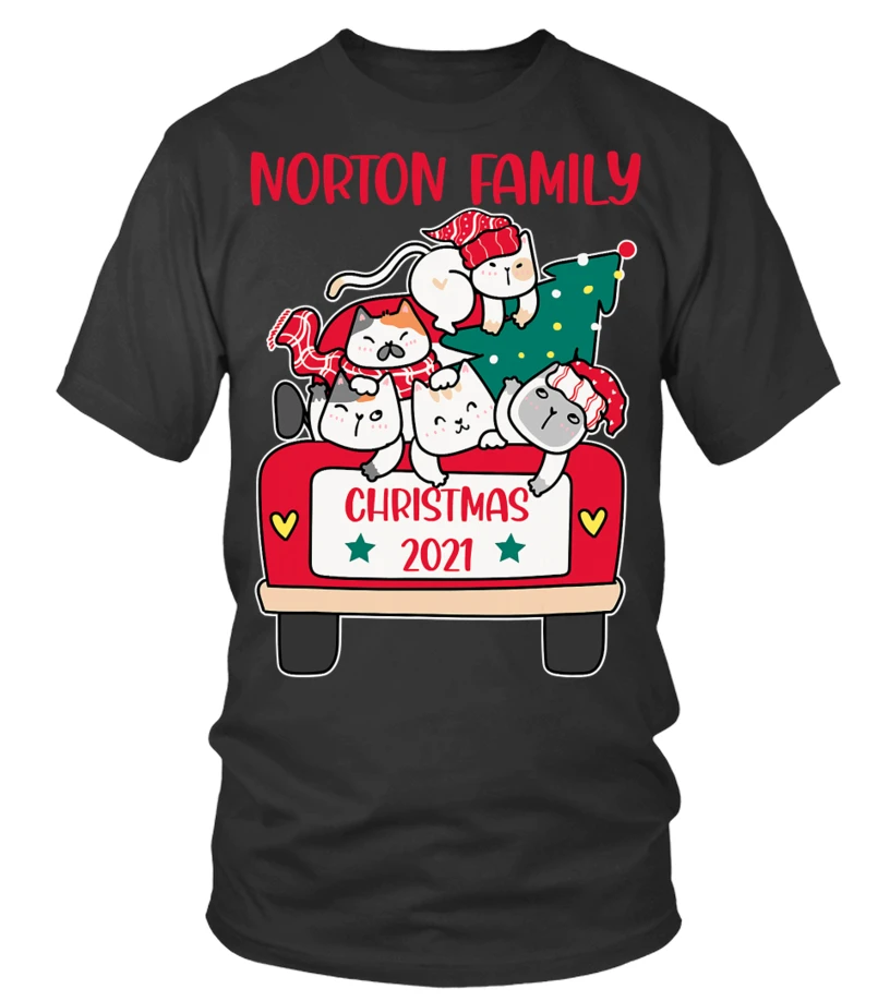 Merry Catmas Christmas Truck Cat Lovers Norton Family T-Shirt