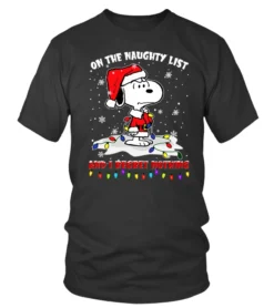 Snoopy On The Naughty List And I Regret Nothing Christmas Shirt