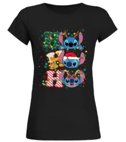 Cute Santa Stitch Ho Ho Ho Christmas Lights Shirt