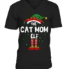 The Cat Mom Elf Family Matching Christmas Group Funny Pajama T-Shirt