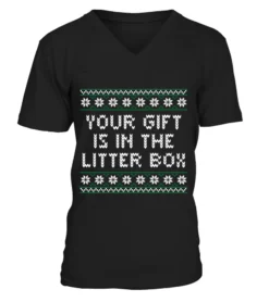 Your Gift Is In The Litter Box Christmas Cat Lover Xmas Shirt